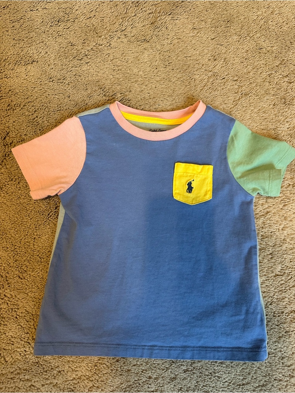 Worn once - 18M Ralph Lauren Colorblock Pocket Tee